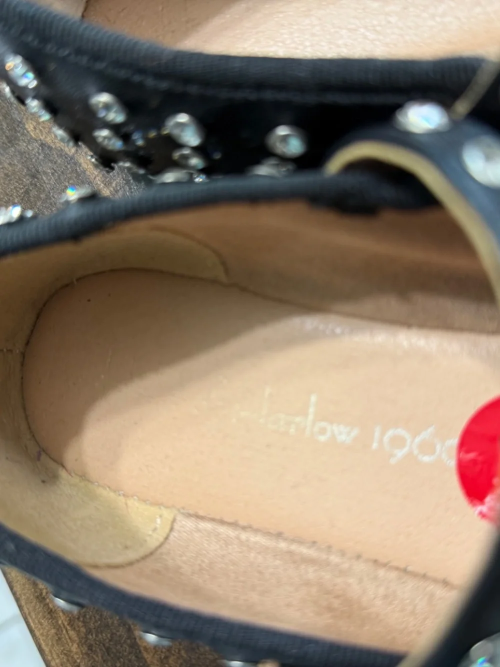 House of Harlow 1960 Black Rhinestone Mary Jane Ballet Flats Size 6